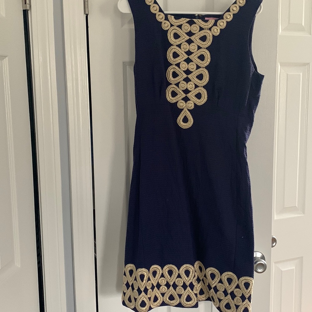 Lily Pulitzer navy & gold sleeveless dress